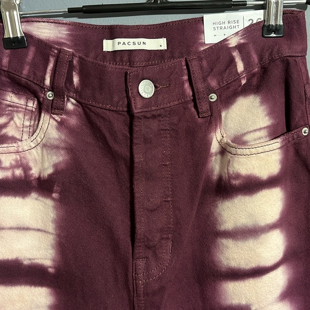 PacSun Eco Raspberry Tie Dye High Waisted Straight Leg Jeans size 26 - Picture 6 of 11
